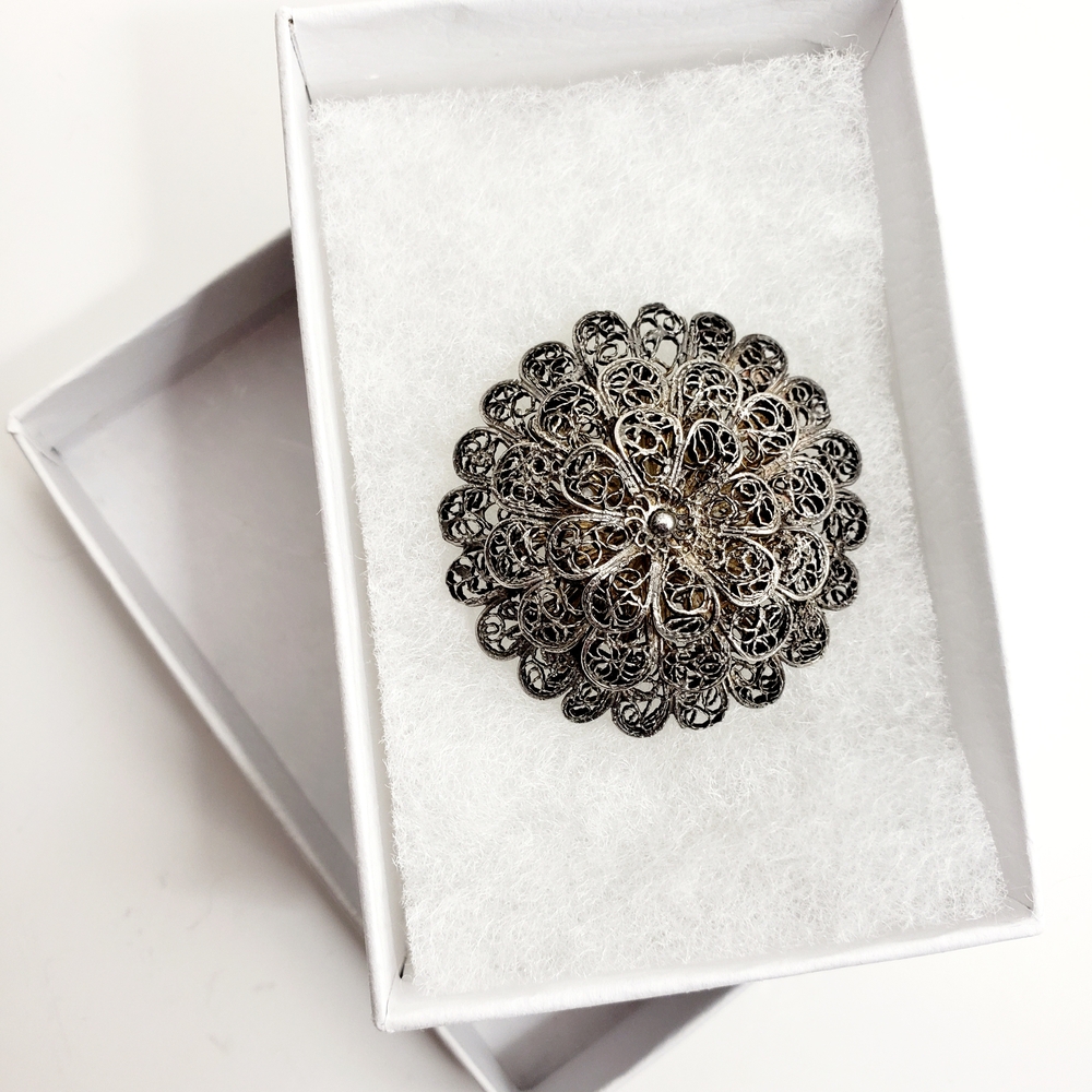 Vintage Silver Filigree Brooch